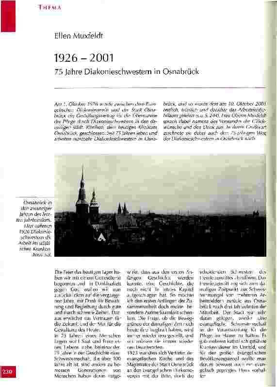 Vorschauseite 1: 1926 - 2001, 75 Jahre Diakonieschwestern in Osnabrück