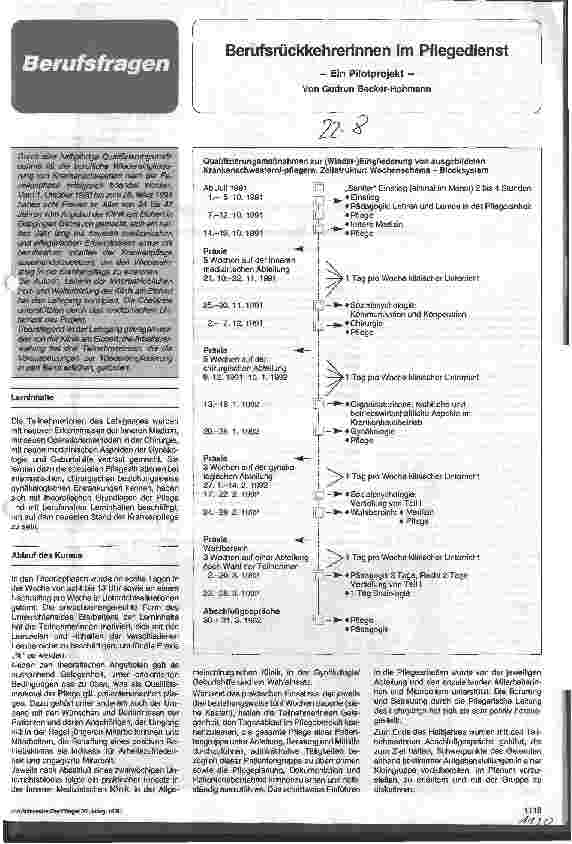 Vorschauseite 1: Berufsrückkehrerinnen im Pflegedienst