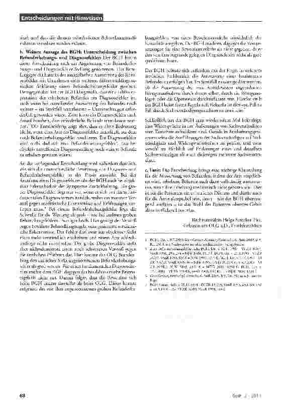 Vorschauseite 2: Pflicht zur Auswertung von erhobenen, aber nicht erforderlichen BefundenBGB §§280 Abs. 1, 823 Abs. 1; ZPO § 286