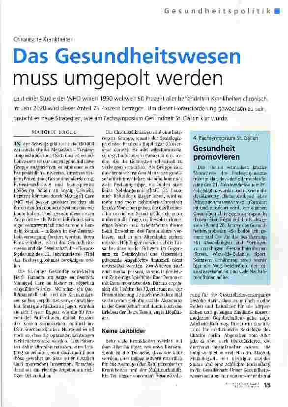 Vorschauseite 1: Chronische Krankheiten Das Gesundheitswesen muss umgepolt werden