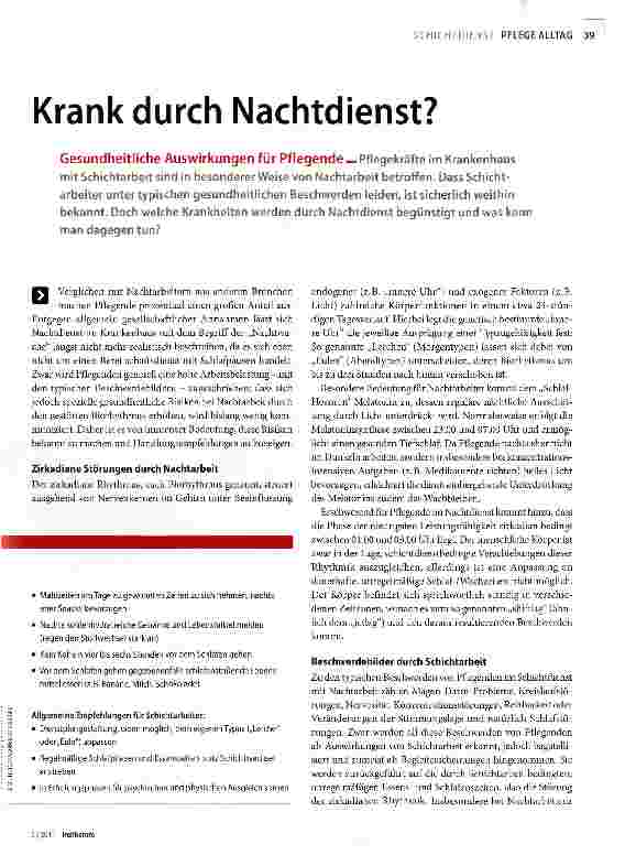 Vorschauseite 1: Krank durch Nachtdienst?