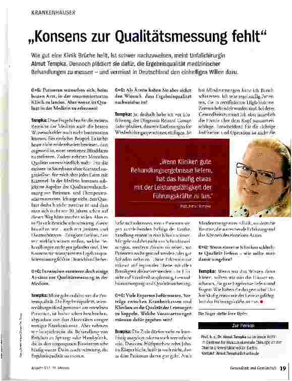 Vorschauseite 1: KRANKENHÄUSER „Konsens zur Qualitätsmessung fehlt
