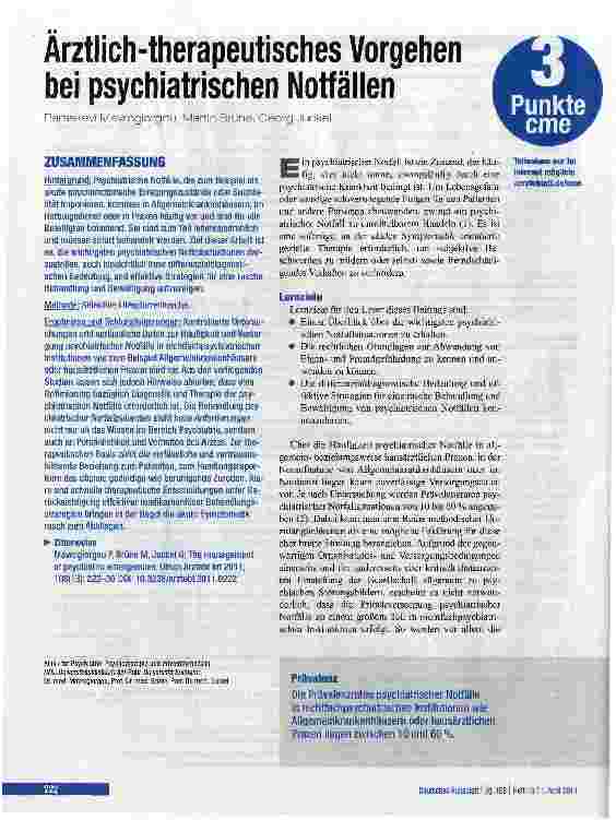 Vorschauseite 1: Ärztlich-therapeutisches Vorgehen bei psychiatrischen Notfällen