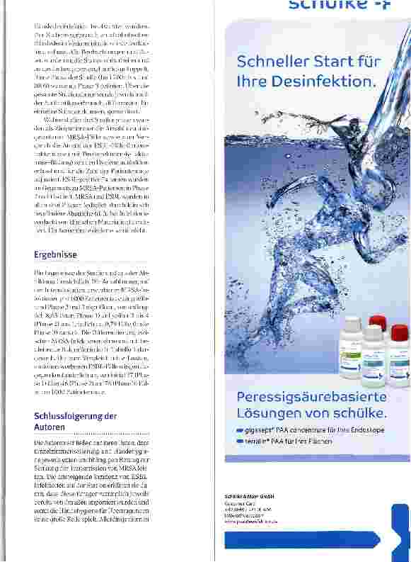 Vorschauseite 2: Einzelzimmerisolierungund Händehygiene bei MRSAZwei unabhängig voneinander wirksame Präventionsmaßnahmen
