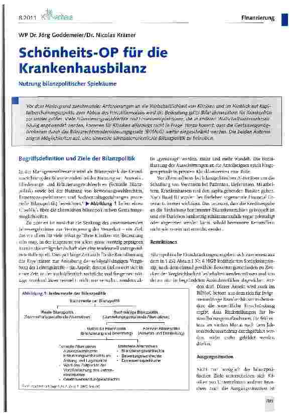 Vorschauseite 1: Schönheits-OP für die Krankenhausbilanz