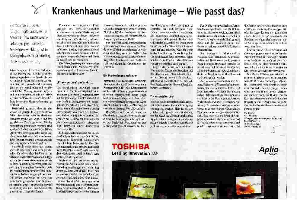 Vorschauseite 1: Krankenhaus und Markenimage - Wie passt das?