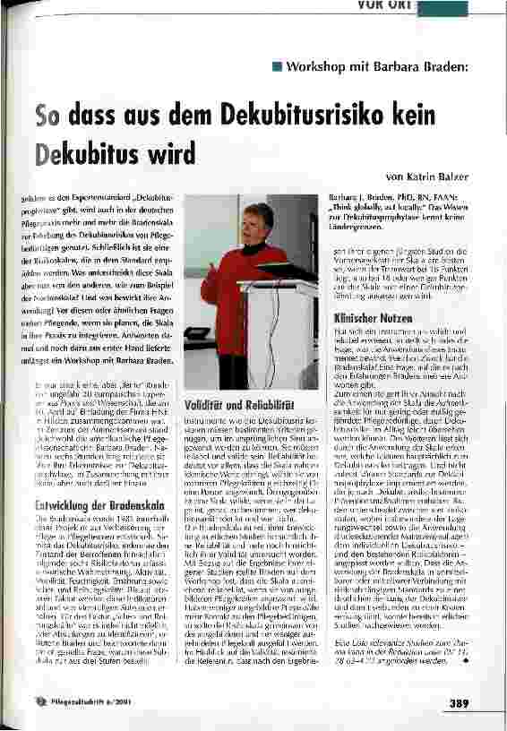 Vorschauseite 1: So dass aus dem Dekubitusrisiko kein Dekubitus wird