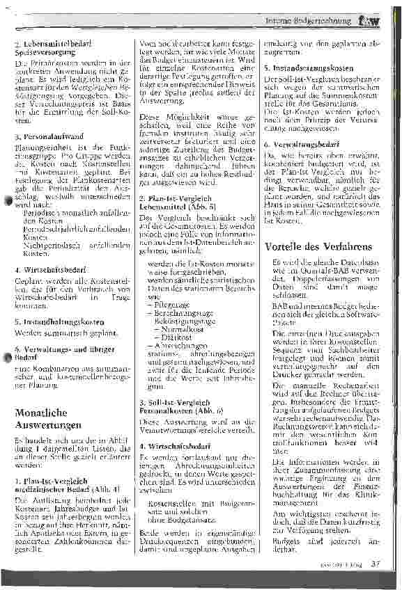 Vorschauseite 4: Interne Budgetrechnung
