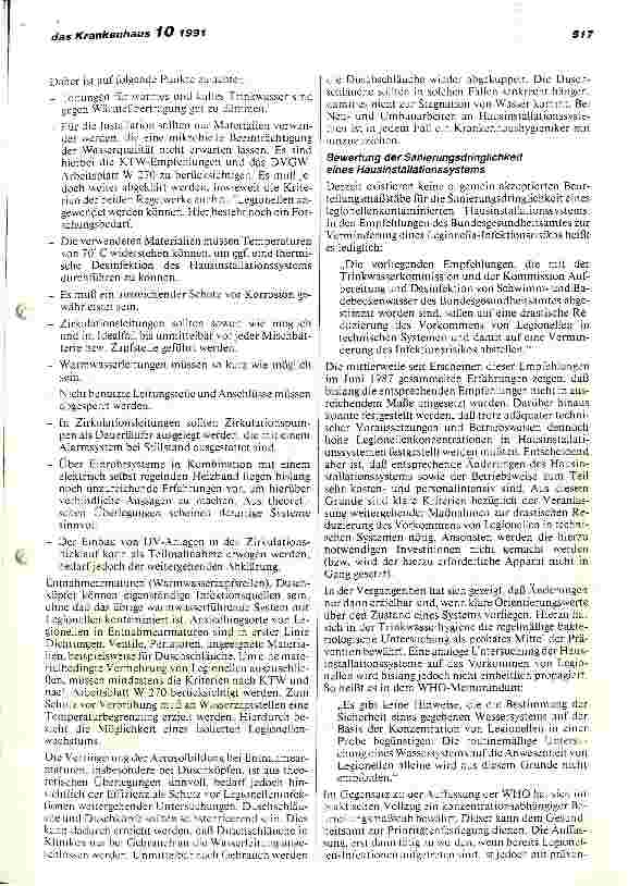 Vorschauseite 2: Verhütung, Erkennung und Bekämpfung von Legionellen-Infektionen im Krankenhaus (II)