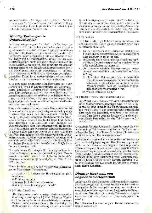 Vorschauseite 3: Verhütung, Erkennung und Bekämpfung von Legionellen-Infektionen im Krankenhaus (II)