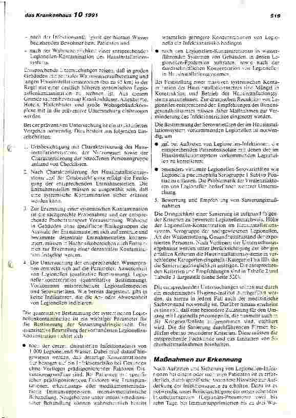 Vorschauseite 4: Verhütung, Erkennung und Bekämpfung von Legionellen-Infektionen im Krankenhaus (II)