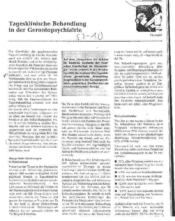 Vorschauseite 1: Tagesklinische Behandlung in der Gerontopsychiatrie