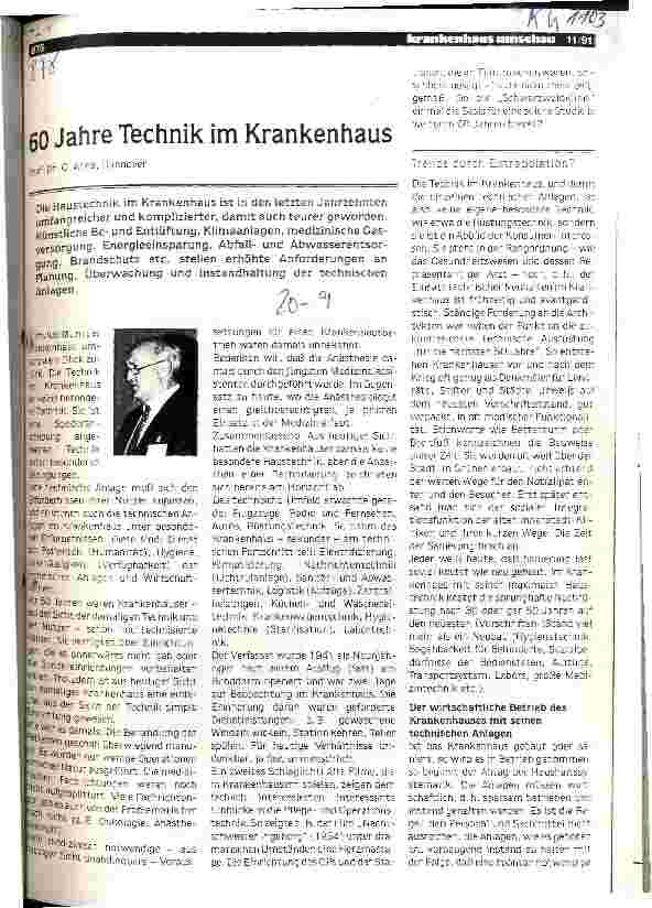 Vorschauseite 1: 60 Jahre Technik im Krankenhaus