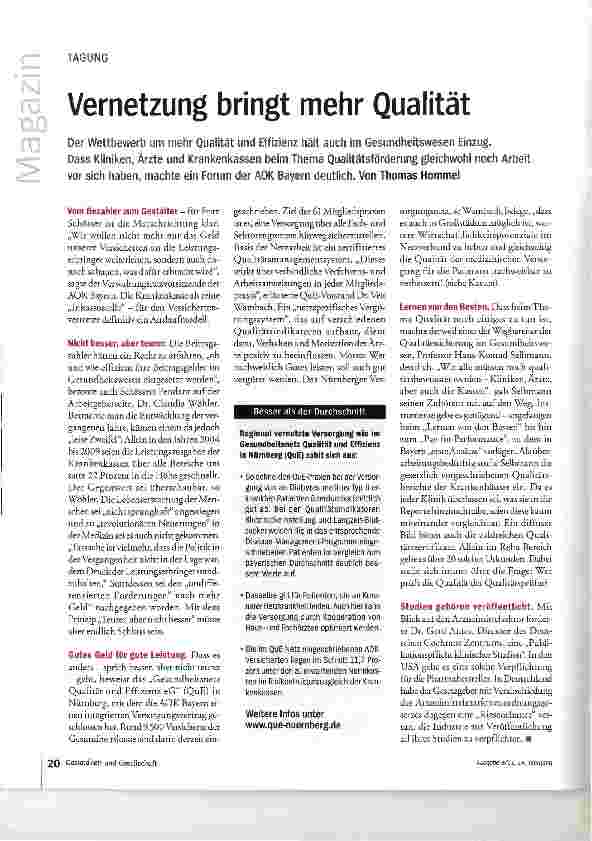 Vorschauseite 1: Vernetzung bringt mehr Qualität
