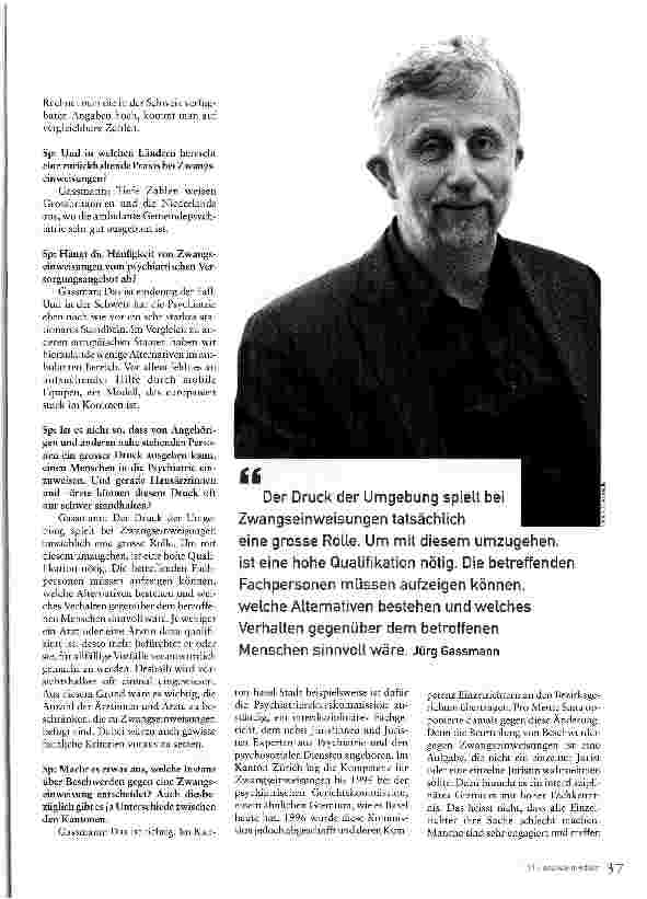 Vorschauseite 2: Lösungenim Konsens mit denPatienten suchenEin Gespräch mit Jürg Gassmann über Zwang in der Psychiatrie