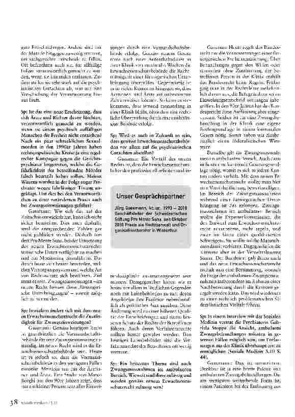 Vorschauseite 3: Lösungenim Konsens mit denPatienten suchenEin Gespräch mit Jürg Gassmann über Zwang in der Psychiatrie