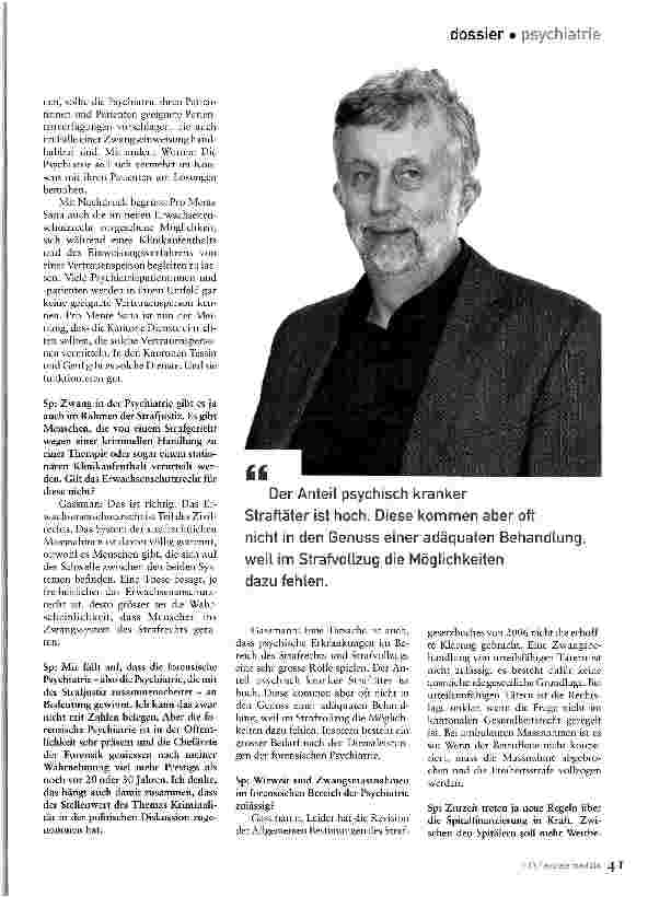 Vorschauseite 6: Lösungenim Konsens mit denPatienten suchenEin Gespräch mit Jürg Gassmann über Zwang in der Psychiatrie