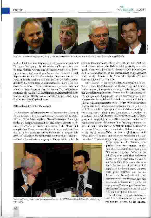 Vorschauseite 2: EU-Kommissar Dr. Lazio Andor beim parlamentarischen Abend der DKG in Brüssel