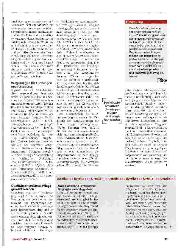 Vorschauseite 2: Pflegeleistungen neu bewertet