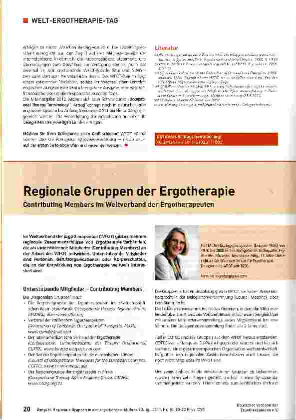 Vorschauseite 1: Regionale Gruppen der Ergotherapie