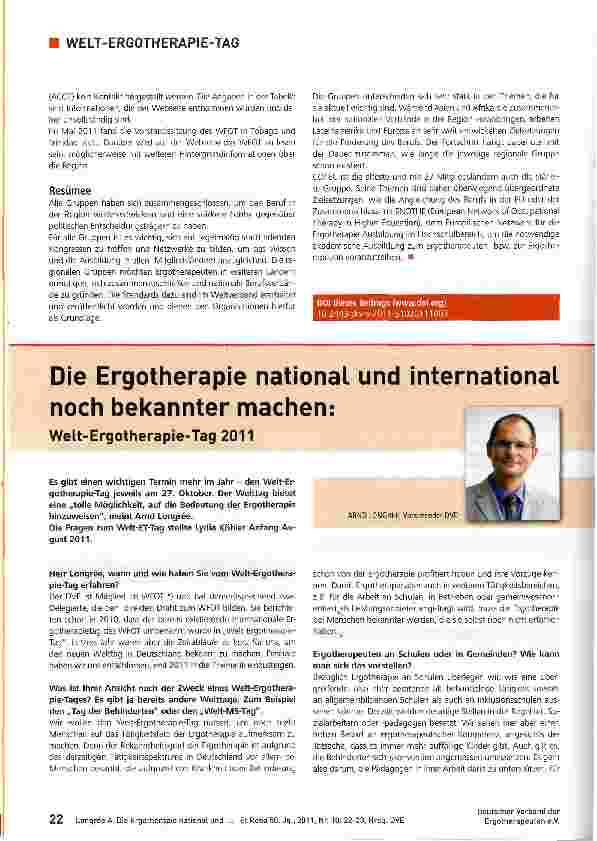 Vorschauseite 3: Regionale Gruppen der Ergotherapie