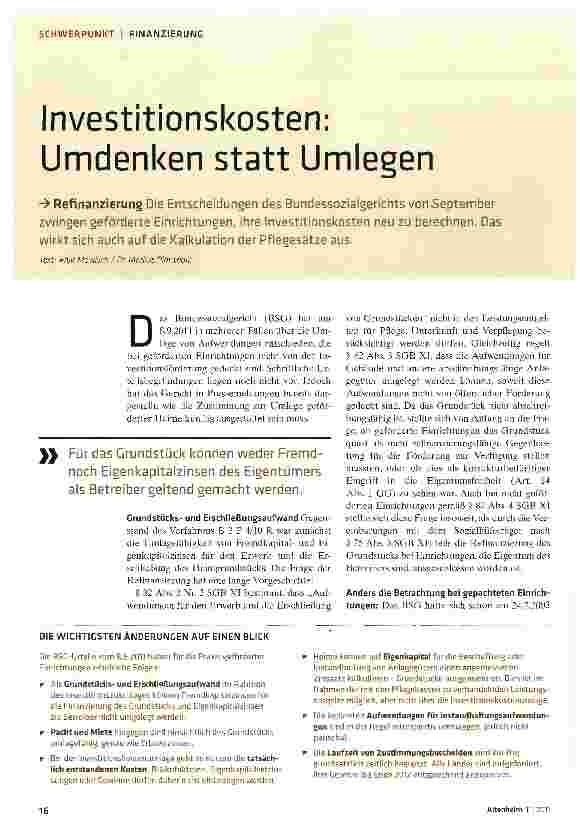 Vorschauseite 1: Investitionskosten: Umdenken statt Umlegen