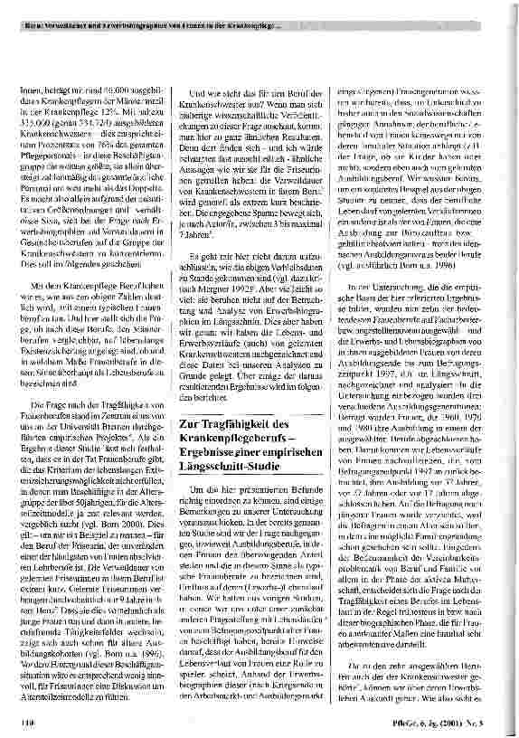 Vorschauseite 2: Verweildauer und Erwerbsbiographien von Frauen in der Krankenpflege. Ein Beitrag zur Diskussion um Altersteilzeit für Gesundheitsberufe