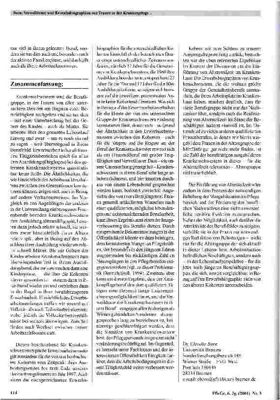 Vorschauseite 6: Verweildauer und Erwerbsbiographien von Frauen in der Krankenpflege. Ein Beitrag zur Diskussion um Altersteilzeit für Gesundheitsberufe