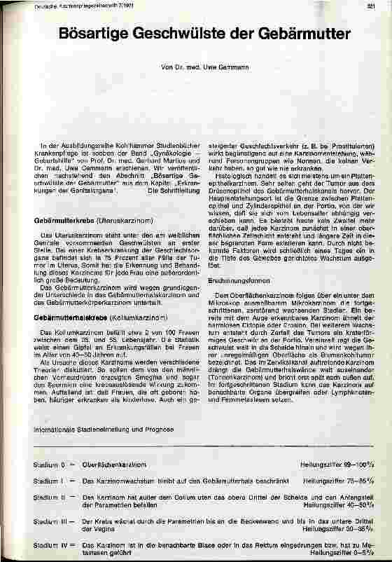 Vorschauseite 1: Bösartige Geschwülste der Gebärmutter