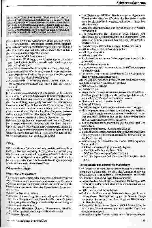 Vorschauseite 2: Pflege eines Patienten mit Bronchialkarzinom nach Lungenresektion
