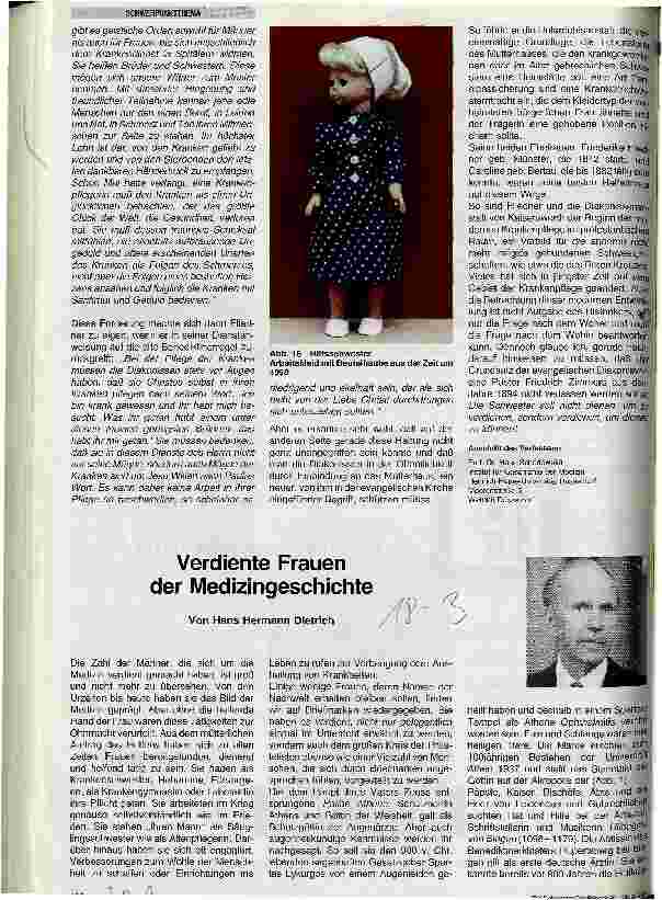 Vorschauseite 1: Verdiente Frauen in der Medizingeschichte Zur Geschichte der Krankenpflege