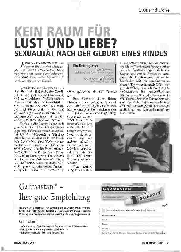 Vorschauseite 1: KEIN RAUM FÜR LUST UND LIEBE?SEXUALITÄT NACH DER GEBURT EINES KINDES