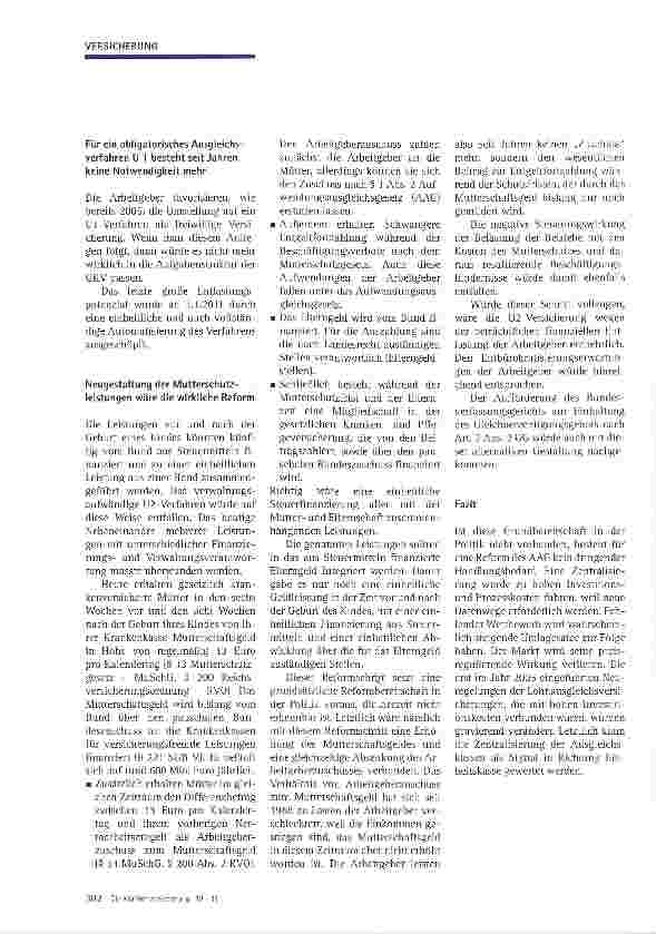 Vorschauseite 3: Arbeitgeberversicherung nach dem AAG bietet grundlegende Reformansätze