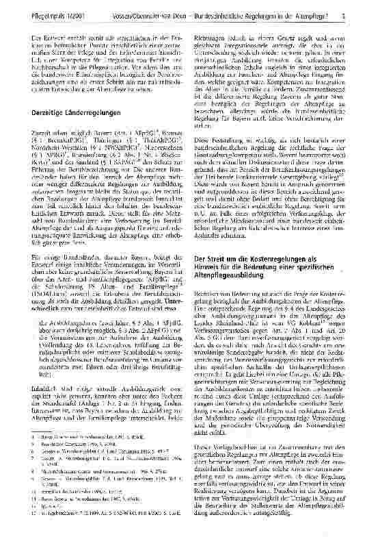 Vorschauseite 2: Bundeseinheitliche Regelungen in der Altenpflege? Bestandsaufnahme, Gründe für eine einheitliche Regelung, Hindernisse