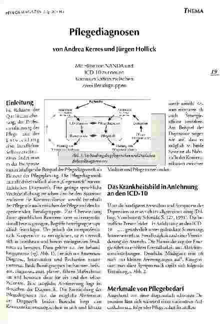 Vorschauseite 1: Pflegediagnosen Mit Hilfe von NANDA und ICD-10 zur neuen Kommunikation zwischen zwei Berufsgruppen