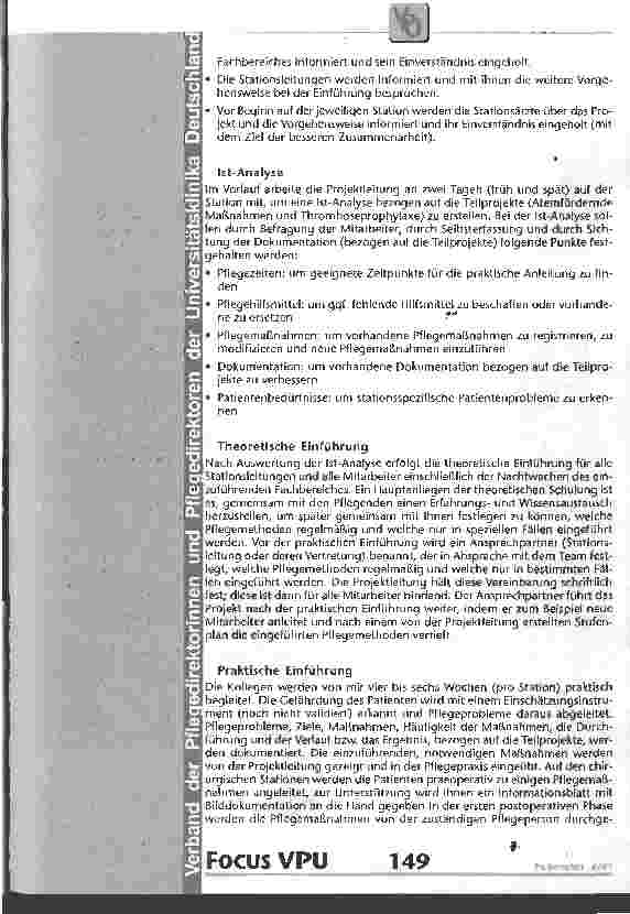 Vorschauseite 3: Einführung neuer und modifizierter Methoden zur Thromboseprophylaxe Ein Qualitätssicherungsprojekt des Pflegedienstes am Universitätsklinikum Essen