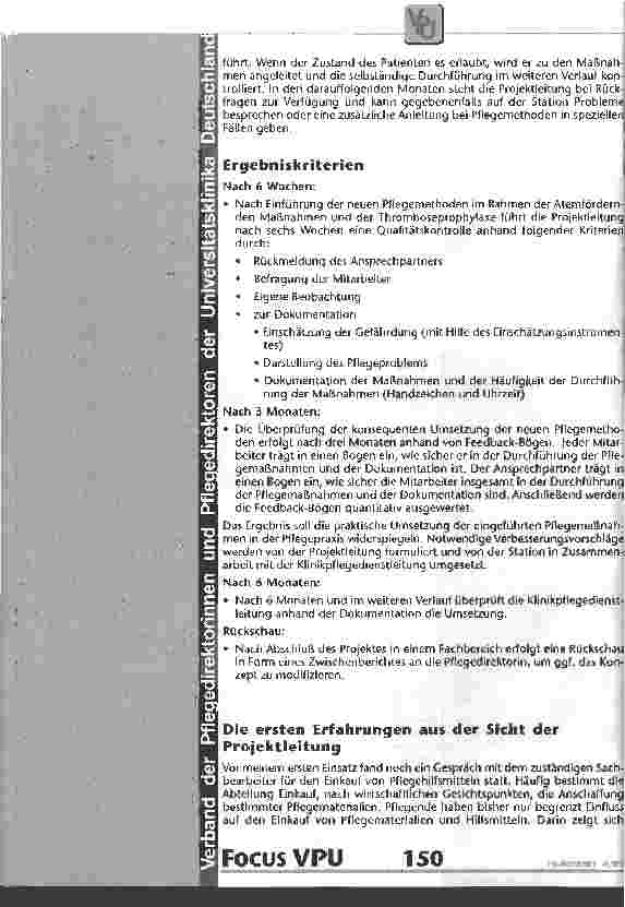 Vorschauseite 4: Einführung neuer und modifizierter Methoden zur Thromboseprophylaxe Ein Qualitätssicherungsprojekt des Pflegedienstes am Universitätsklinikum Essen