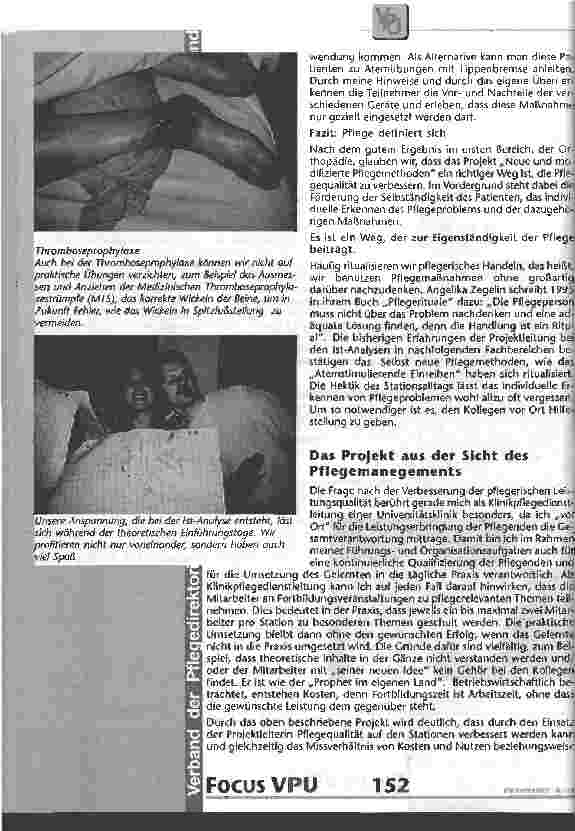Vorschauseite 6: Einführung neuer und modifizierter Methoden zur Thromboseprophylaxe Ein Qualitätssicherungsprojekt des Pflegedienstes am Universitätsklinikum Essen