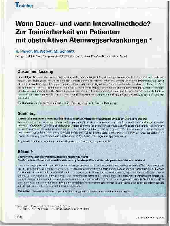 Vorschauseite 1: Wann Dauerund wann Intervallmethode? Zur Trainierbarkeit von Patientenmit obstruktiven Atemwegserkrankungen
