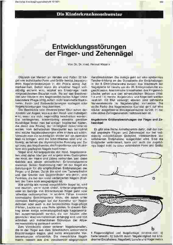 Vorschauseite 1: Entwicklungsstörungen der Fingerund Zehennägel