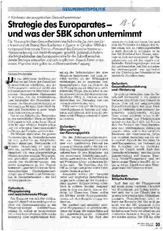 Vorschauseite 1: Strategie des Europarates - und was der SBK schon unternimmt