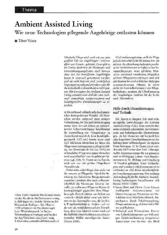 Vorschauseite 1: Ambient Assisted LivingWie neue Technologien pflegende Angehörige entlasten können