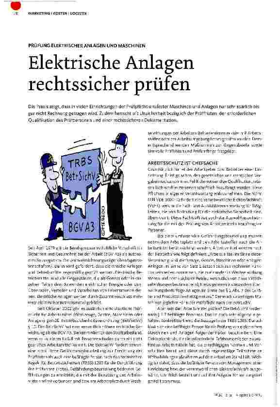 Vorschauseite 1: PRÜFUNG ELEKTRISCHER ANLAGEN UND MASCHINENElektrische Anlagen rechtssicher prüfen