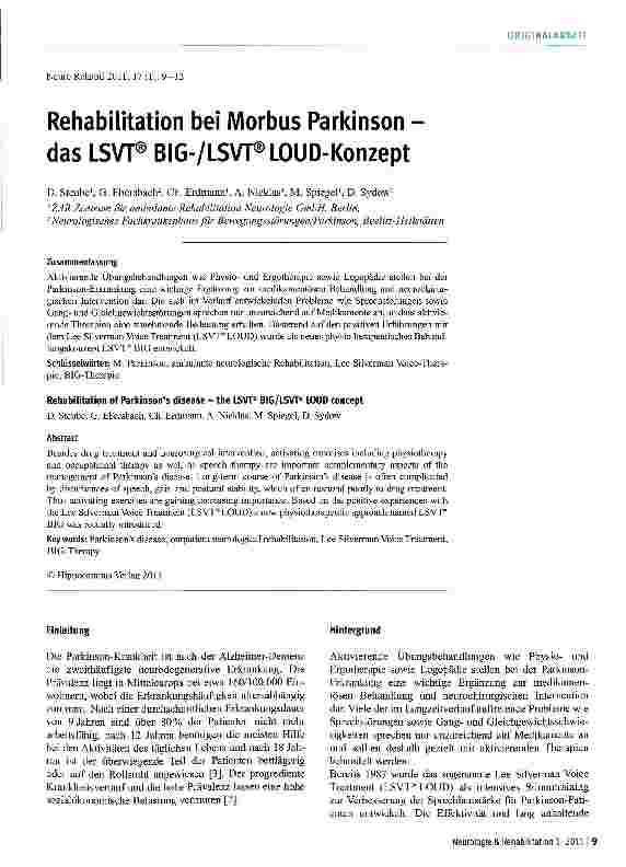 Vorschauseite 1: Rehabilitation bei Morbus Parkinson -das LSVT® BIG-/LSVT®LOUD-Konzept