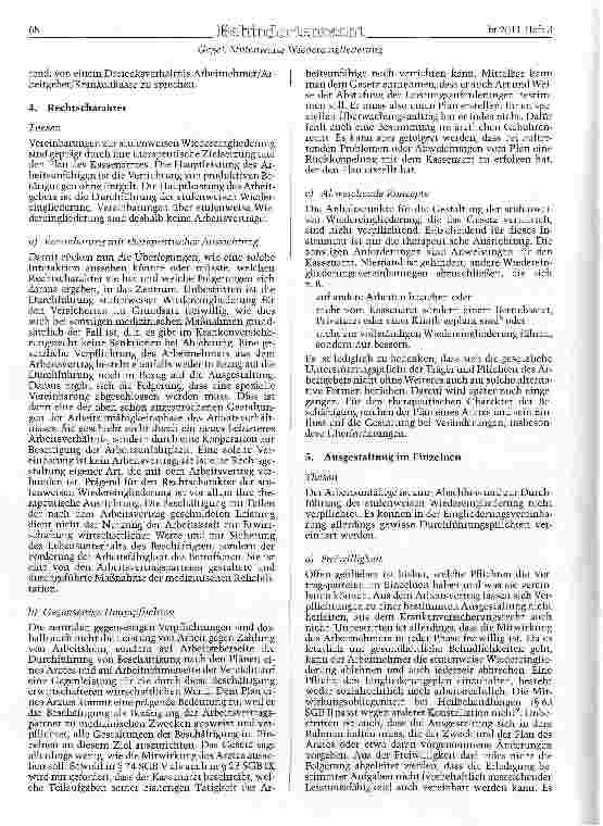 Vorschauseite 3: Stufenweise Wiedereingliederung - Einordnungsprobleme in der Gemenge-laee zweier Rechtsgebiete und dreier Rechtsverhältnisse