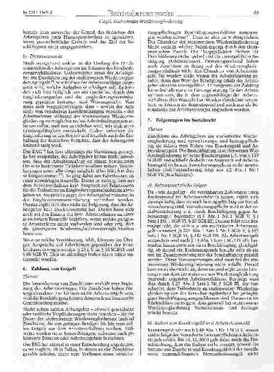 Vorschauseite 4: Stufenweise Wiedereingliederung - Einordnungsprobleme in der Gemenge-laee zweier Rechtsgebiete und dreier Rechtsverhältnisse