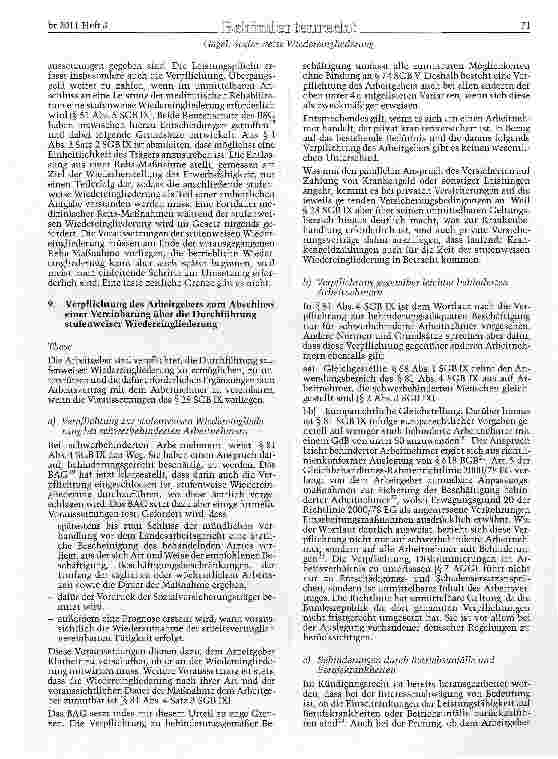 Vorschauseite 6: Stufenweise Wiedereingliederung - Einordnungsprobleme in der Gemenge-laee zweier Rechtsgebiete und dreier Rechtsverhältnisse