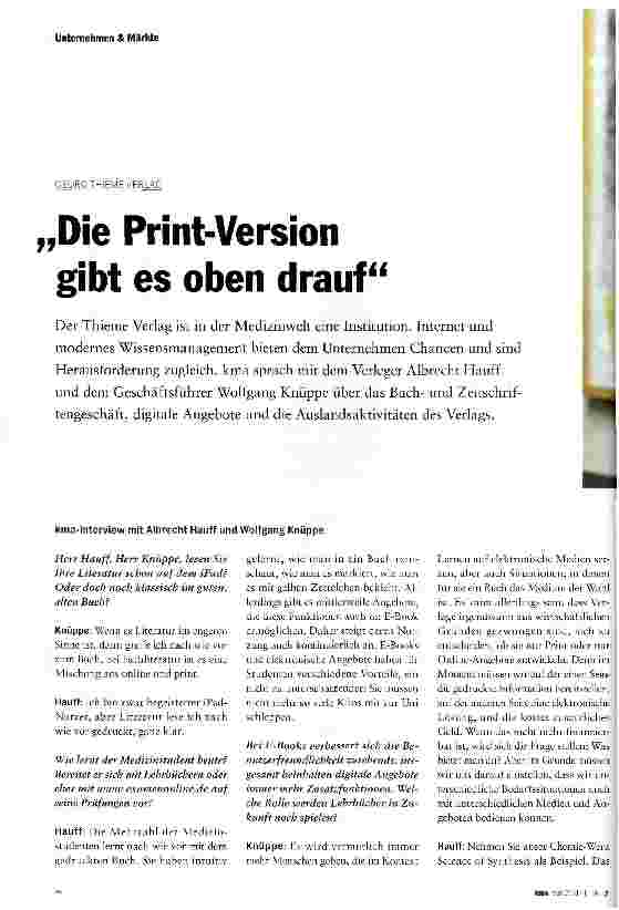 Vorschauseite 1: „Die Print-Version gibt es oben drauf