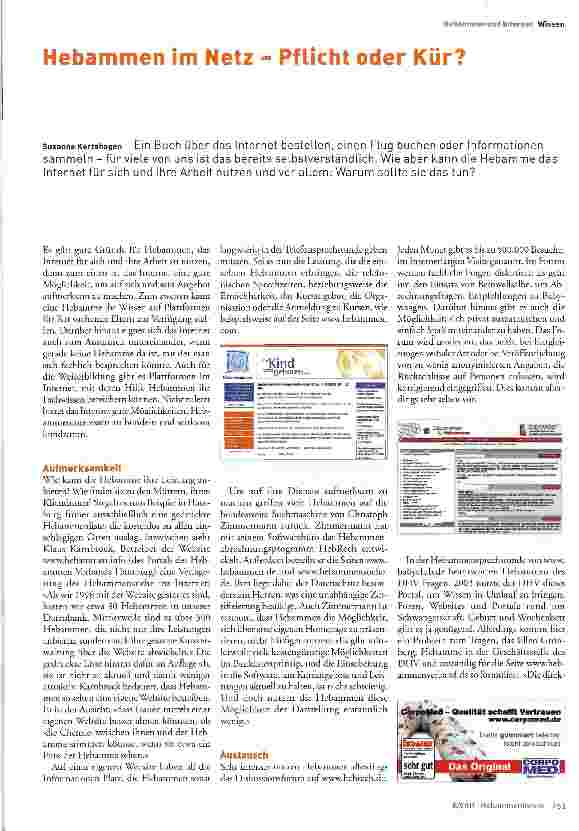 Vorschauseite 1: Hebammen im Netz - Pflicht oder Kür?