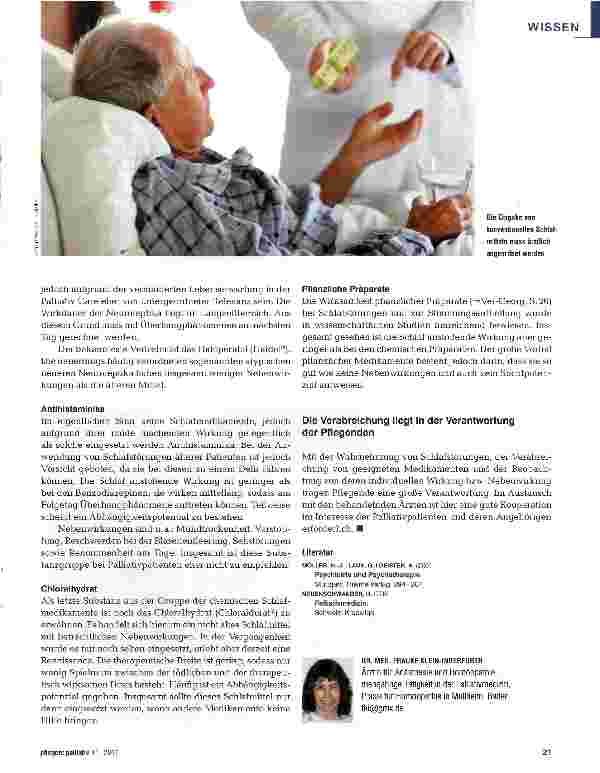 Vorschauseite 4: Schlafmedikamente in der Palliative Care